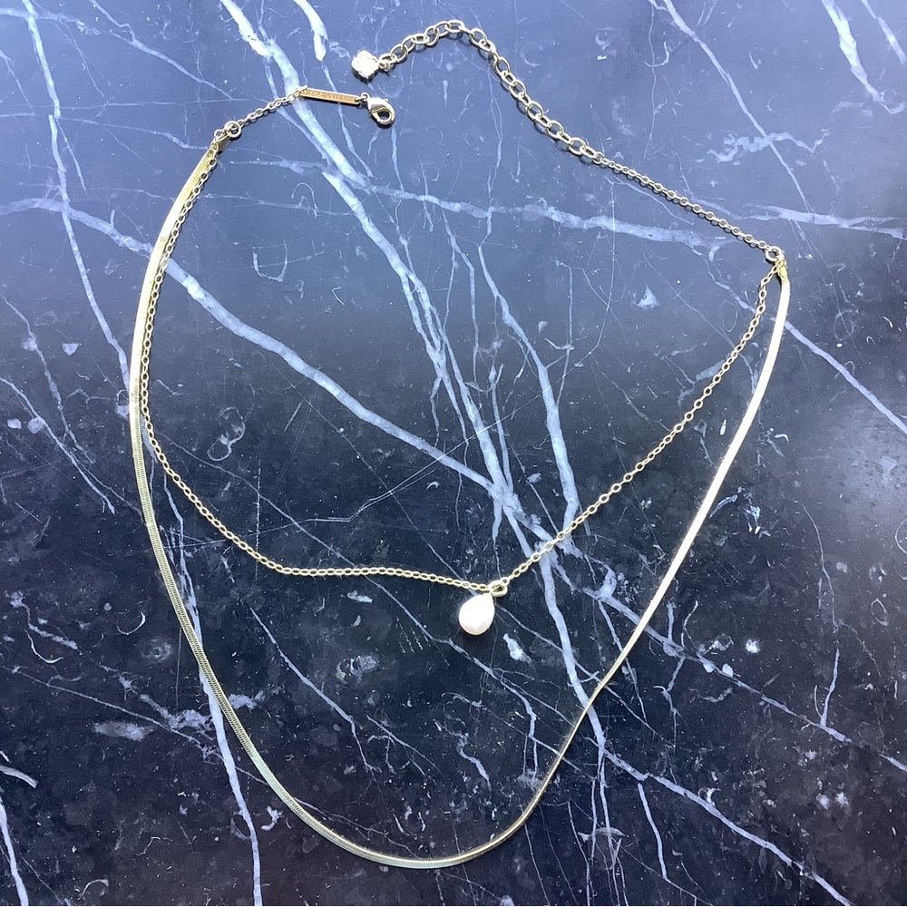 Kendra Scott Gold Layered Necklace with Pearl Accent